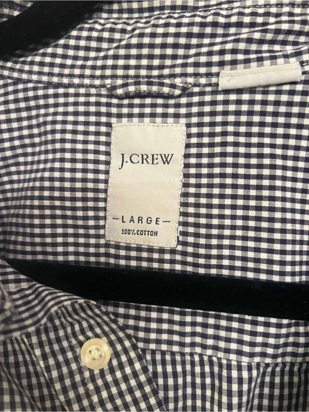 J. Crew Black and White Gingham Button-Down Shirt